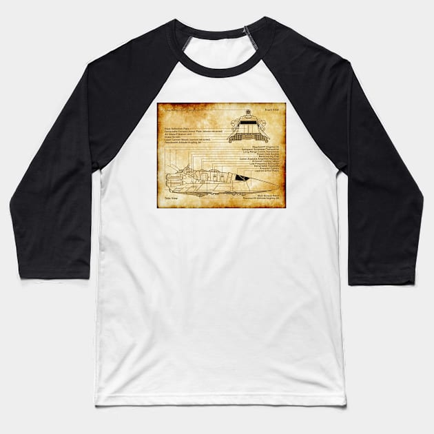 Imperial Chariot Parchment Blueprints Baseball T-Shirt by Starbase79